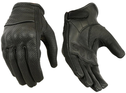 Women's perforated leather sporty motorcycle gloves front and back