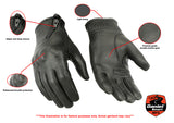 Daniel Smart Mfg. women's sporty leather motorcycle gloves DS87 features