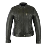 Daniel Smart Mfg. stylish women's leather motorcycle jacket front view