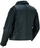 Women's stylish leather motorcycle jacket back angle