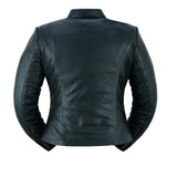 Women's lightweight leather motorcycle jacket DS843 back