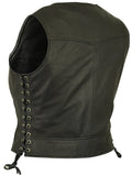 Women's lightweight leather biker vest back angle