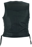 Women's lightweight leather biker vest back