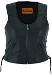 Women's lightweight leather biker vest front