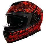 Detour model full face motorcycle helmet with Havoc graphics front angle