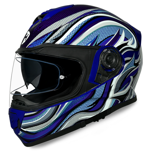 Detour model full face motorcycle helmet with Vortex graphics front angle