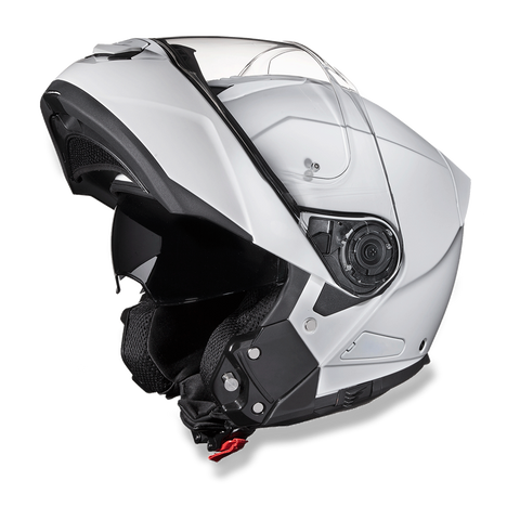 Glide model modular motorcycle helmet Gloss White with open face