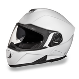 Glide model modular motorcycle helmet Gloss White side angle view