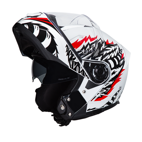 Glide model modular motorcycle helmet with Phoenix graphics open face