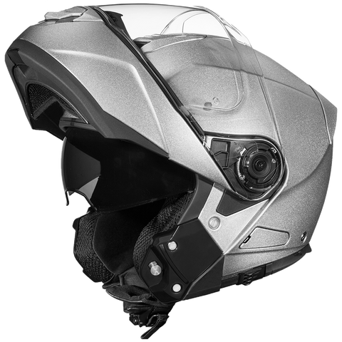 Glide model modular motorcycle helmet Silver Metallic open face