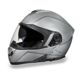 Glide model modular motorcycle helmet Silver Metallic side angle view