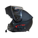 Modular motorcycle helmet fitted with Bluetooth communication device