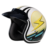 Daytona Helmets Cruiser motorcycle helmet with lightning design front angle view with visor