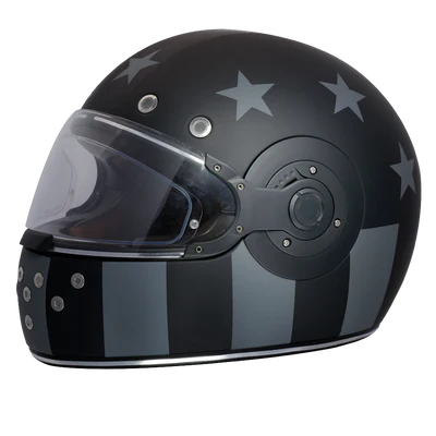 Daytona Helmets retro motorcycle helmet with Captain America stealth graphic front angle view