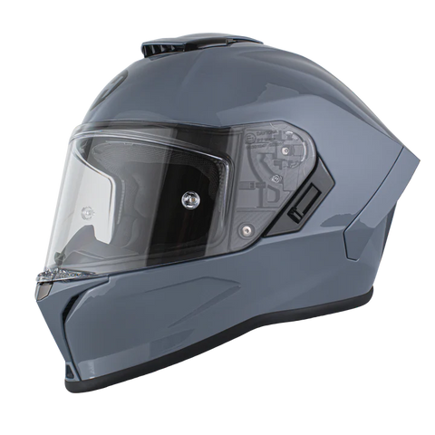 Full face Viper model motorcycle helmet in Arctic Grey front angle