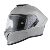 Full face Viper model motorcycle helmet in cool grey front angle