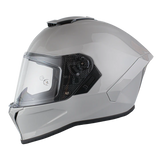 Full face Viper model motorcycle helmet in cool grey left