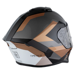 Viper model full face motorcycle helmet with Copperhead graphic back angle