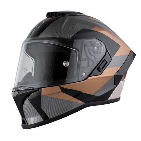 Viper model full face motorcycle helmet with Copperhead graphic front angle view