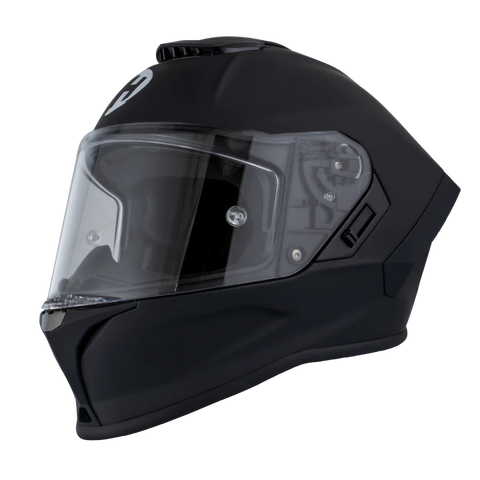 Full face Viper model motorcycle helmet in dull black front angle