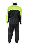 Men's high visibility motorcycle rainsuit back