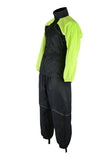 Men's high visibility motorcycle rainsuit front angle