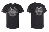 Short sleeve motorcycle t-shirt with eagle graphic front and front angle view