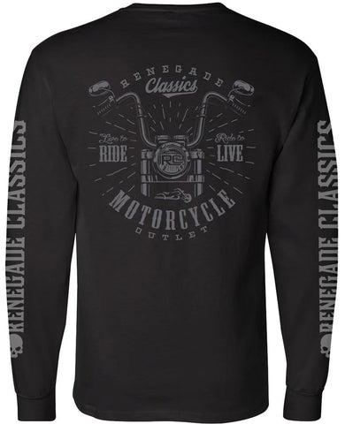 Men's motorcycle t-shirt with handlebars design back