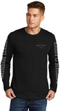 Rider wearing Renegade Classics long-sleeve motorcycle shirt with handlebar design showing front