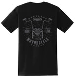 Short sleeve motorcycle t-shirt with handlebar graphic