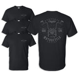 Short sleeve motorcycle t-shirt with handlebar graphic front and back