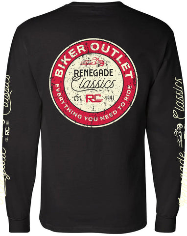 Long sleeve motorcycle t-shirt with retro graphic