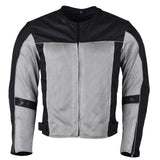 Vance Leathers armored 3-season silver & black mesh motorcycle jacket VL1626SB front view