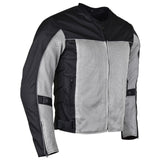 Vance Leathers armored 3-season silver & black mesh motorcycle jacket VL1626SB front angle view