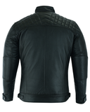 Vance Leathers waxed lambskin leather cafe racer motorcycle jacket black back