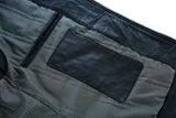 Black waxed lambskin leather cafe racer motorcycle jacket inside pocket