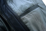 Waxed black leather motorcycle bomber jacket inside pocket