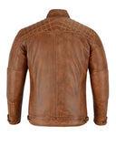Vance Leathers Austin Brown color lambskin leather cafe racer motorcycle jacket back