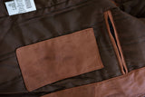 Brown waxed lambskin leather cafe racer motorcycle jacket inside pockets