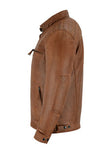 Vance Leathers Austin Brown color lambskin leather cafe racer motorcycle jacket side
