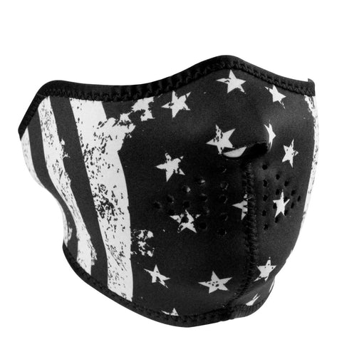 ZANheadgear patriotic black & white American flag half neoprene facemask