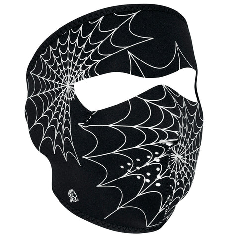 ZANheadgear full neoprene facemask with glow in the dark spiderweb design