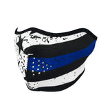 ZANheadgear half neoprene facemask with thin blue line police design left side
