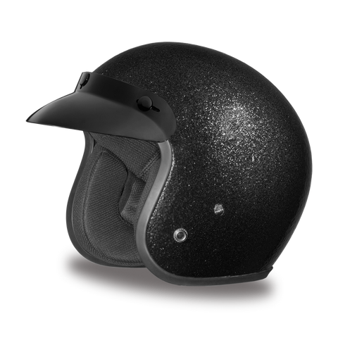 Daytona Helmets DC7-A Cruiser Motorcycle Helmet Black Metal Flake Side View