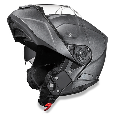Daytona Helmets MG1-GM Glide Modular Motorcycle Helmet Gun Metal Grey Metallic Open View
