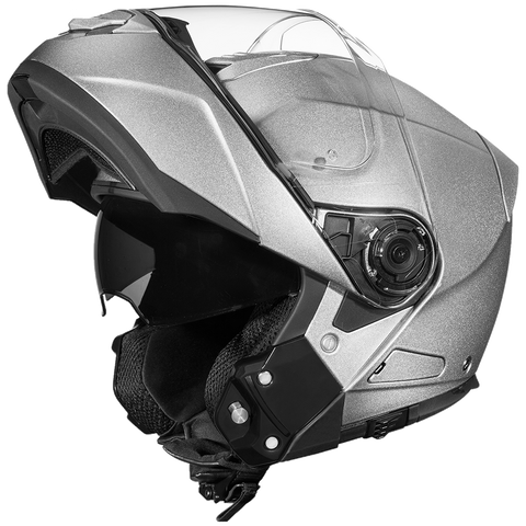 Daytona Helmets MG1-SM Glide Modular Motorcycle Helmet Silver Metallic Open View