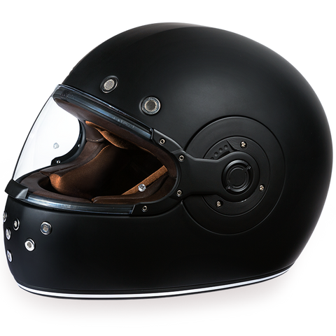 Daytona Helmets R1-B Retro Full Face Motorcycle Helmet Dull Black Side View
