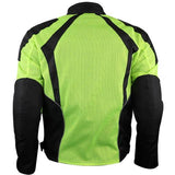 Vance Leathers VL1623HG Hi-Vis Mass Airflow Mesh Motorcycle Jacket with CE Armor Rear View