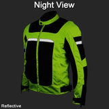 Vance Leathers VL1624HG Hi-Vis 3 Season Mesh Motorcycle Jacket Front Angle Nighttime View