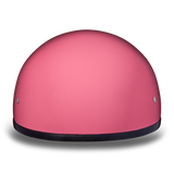 Front of pink skull cap motorcycle helmet
